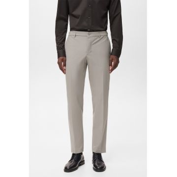 Pantaloni slim-fit cu pliuri - Grej