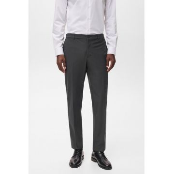 Pantaloni slim-fit cu pliuri - Gri inchis
