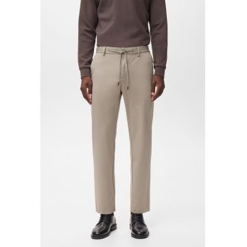 Pantaloni uni cu snur in talie - Bej deschis