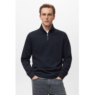 Pulover din amestec de lana cu fenta cu fermoar - Albastru ultramarin