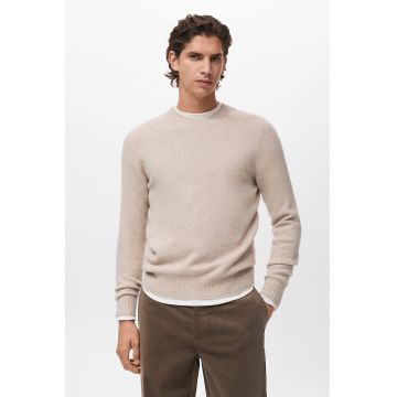 Pulover din amestec de lana - Maro nisip