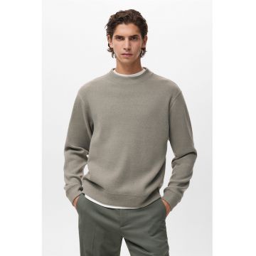Pulover regular-fit cu decolteu la baza gatului - Gri cenusiu