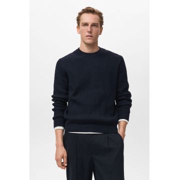 Pulover tricotat din amestec de lana - Albastru ultramarin