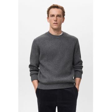Pulover tricotat din amestec de lana - Gri inchis