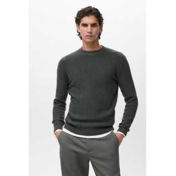 Pulover uni cu decolteu la baza gatului - Gri inchis