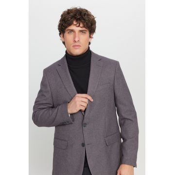 Sacou regular-fit cu model uni - Gri melange