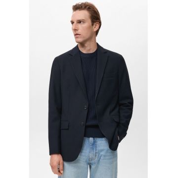 Sacou slim-fit cu model uni - Bleumarin