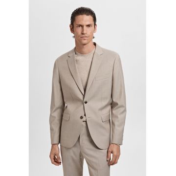 Sacou slim fit cu revere decupate - Maro taupe deschis