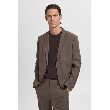 Sacou slim fit texturat - Alb fildes/Maro