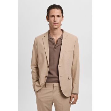 Sacou slim fit texturat - Bej inchis