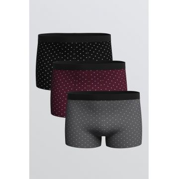 Set de boxeri cu model - 3 perechi - Negru/Rosu inchis/Gri inchis