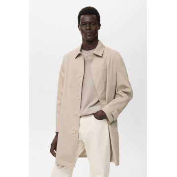 Trenci cu finisaj rezistent la apa si buzunare laterale - Bej deschis