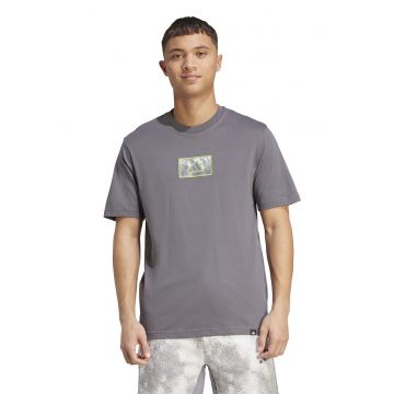 Tricou cu detaliu logo - Gri/Verde lime