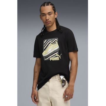 Tricou de bumbac cu imprimeu grafic - Negru