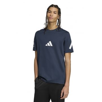 Tricou de bumbac cu imprimeu logo Z.N.E - Alb/Bleumarin