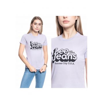 Tricou T-Shirt -  Slim Logo Tee - Croi Regular - 100% Bumbac - Violet - Mane Scurta - S - Violet - 1 Bucata