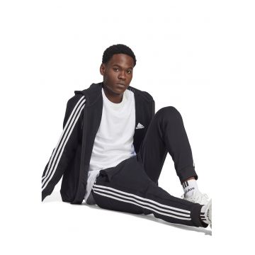 Hanorac cu fermoar si buzunare laterale - Negru/Alb optic