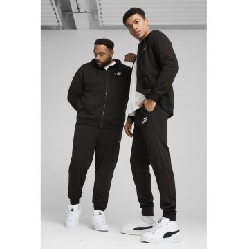 Pantaloni de trening cu croiala conica si buzunare laterale - Negru