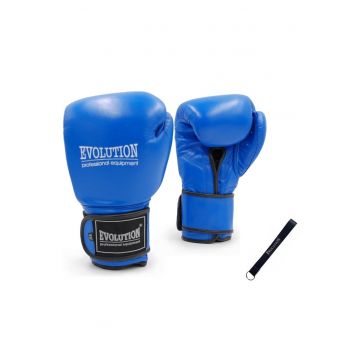 Set manusi de box -  Piele naturala - Negru/Albastru