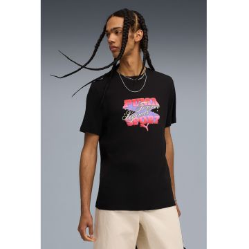 Tricou cu imprimeu logo - Negru/Violet/Roz