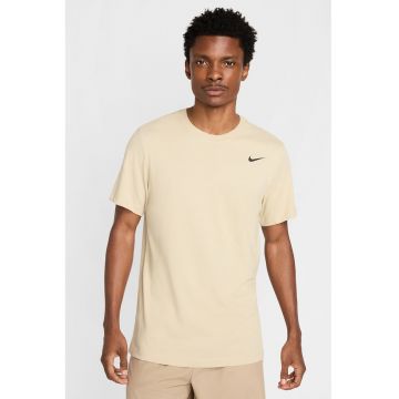 Tricou cu tehnologie Dri-FIT si decolteu la baza gatului - pentru fitness - Crem