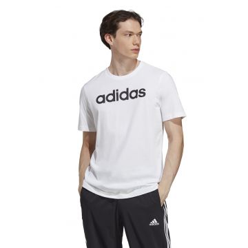 Tricou de bumbac cu imprimeu logo Essentials - Alb optic/Bleumarin