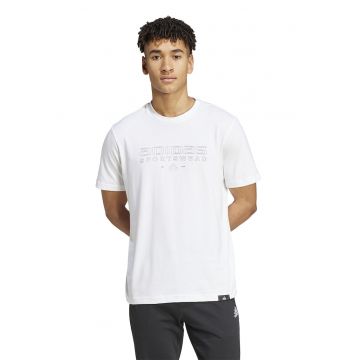 Tricou de bumbac cu imprimeu logo Tech Linear - Alb