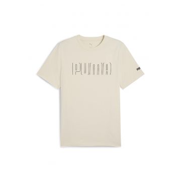 Tricou din bumbac cu imprimeu logo - Alb fildes