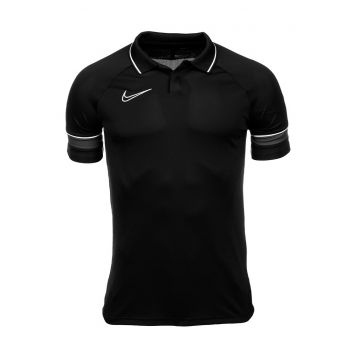 Tricou polo DF Academy 21 -  Poliester -Negru/Alb