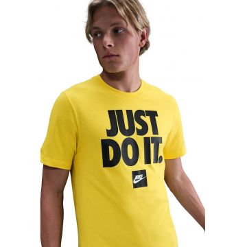 Tricou regular fit din bumbac cu imprimeu Sportswear - Negru/Galben deschis