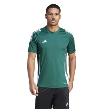 Tricou slim fit pentru fotbal TIRO24 - Alb/Verde englez