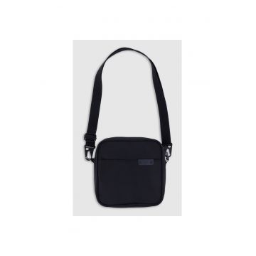 Borseta de Umar Unisex  Negru Intens - Poliester - Sportstyle - SS25 - Cross-body - Compartiment Fermoar - Curea Reglabila - Detalii Reflectorizante