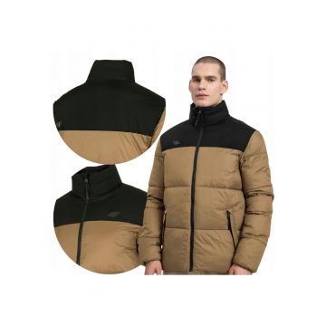 Geaca matlasata pentru barbati -  H4Z22 KUMP005 82S - Poliester - Maro deschis/Negru - Bej