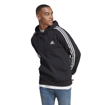 Hanorac din bumbac Essentials 3-Stripes - Negru