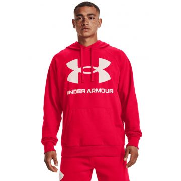 Hanorac din fleece cu imprimeu logo si maneci raglan - pentru fitness Rival - Rosu/Alb