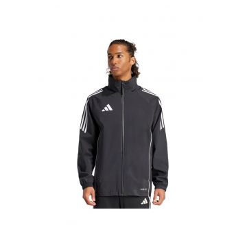 Jacheta sport barbati -  Tiro 24 Rain - alb-negru - poliester reciclat - cu gluga ajustabila - Alb/Negru