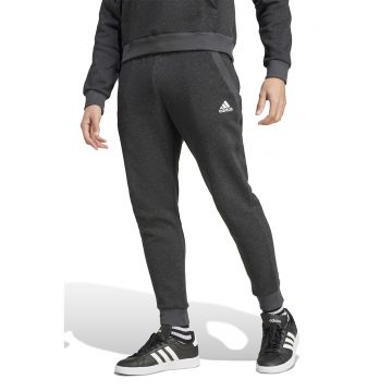 Pantaloni de trening din amestec de bumbac cu buzunare laterale - Negru melange