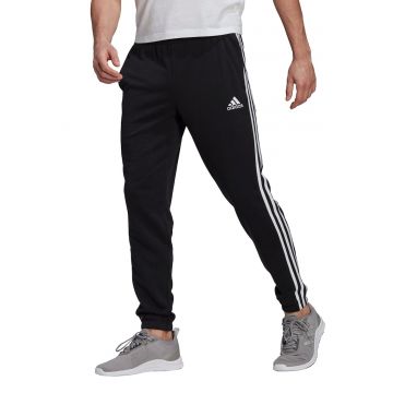 Pantaloni sport cu croiala conica Essentials 3-Stripes - Alb/Negru