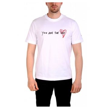 Tricou barbati -  alb - bumbac - cu logo si inima