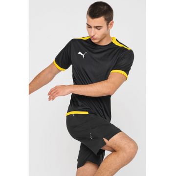 Tricou cu decolteu la baza gatului pentru fotbal teamLIGA - Negru/Galben sofran