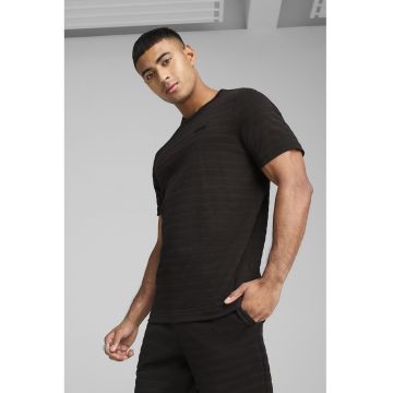 Tricou din amestec de bumbac cu logo brodat - Negru