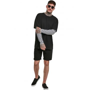 Bluza cu model 2in1 si maneci cazute - Negru