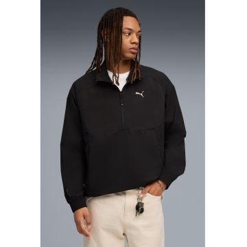 Bluza de trening relaxed-fit cu fenta cu fermoar PUMATECH - Negru
