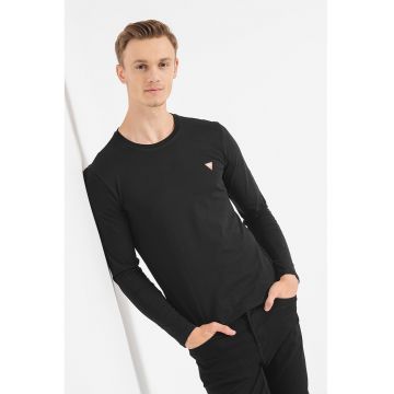 Bluza slim fit cu logo discret - Negru