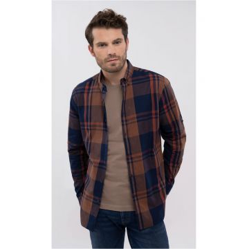 Camasa cu carouri  K-Jose pentru barbati - bumbac - albastru marin - Slim Fit
