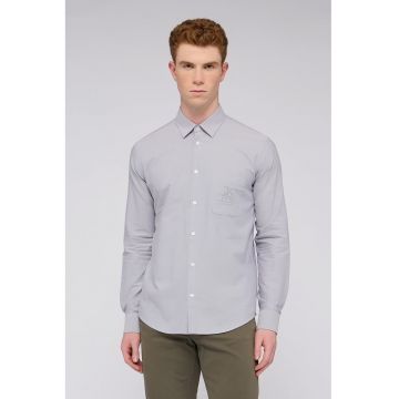 Camasa regular fit uni de bumbac - Gri cenusiu