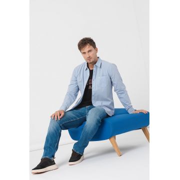 Camasa slim fit din bumbac - Albastru deschis