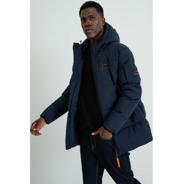 Geaca bufanta cu gluga Bob - Bleumarin