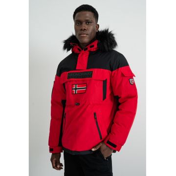 Geaca fara inchidere cu talie ajustabila Bruno - Rosu/Negru/Alb murdar