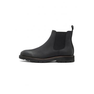 Ghete Chelsea din piele - Negru